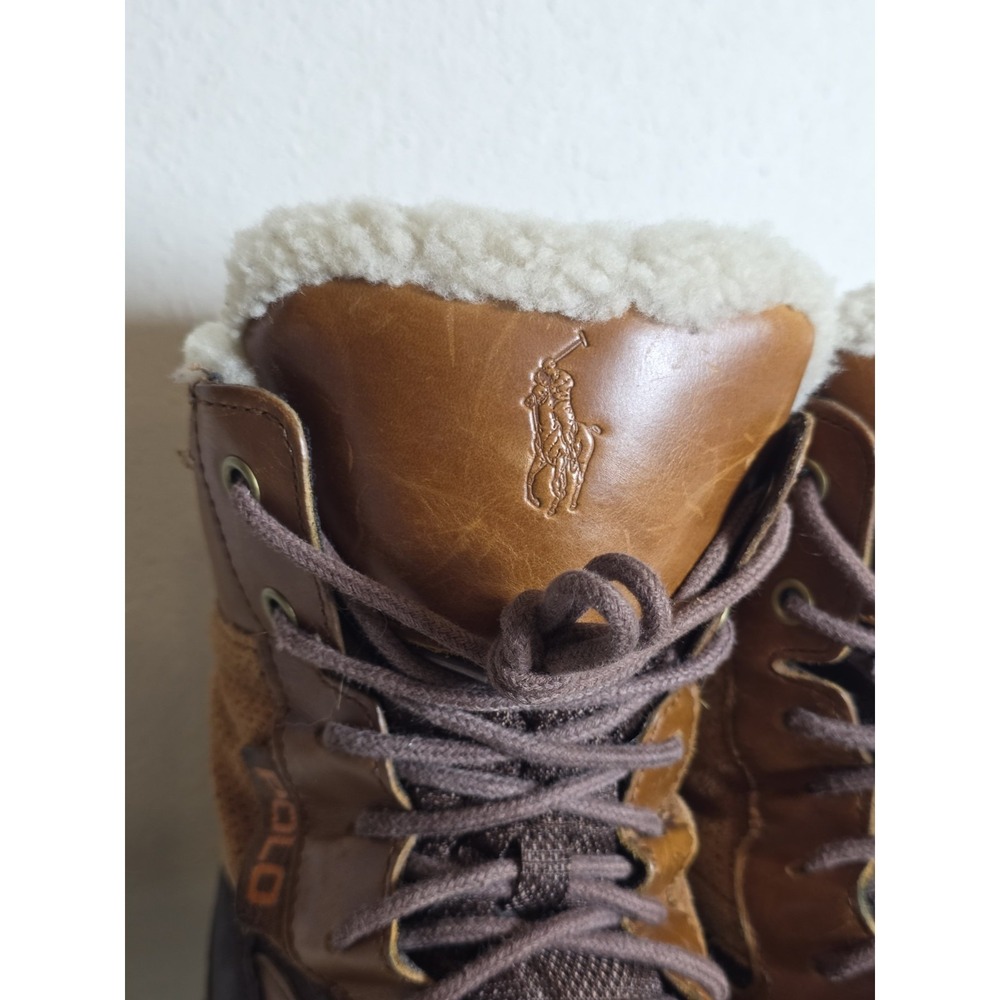 Polo Ralph Lauren Mens Lansing Snow Winter Boots Brown And Tan Suede Size 11 - Picture 10 of 10